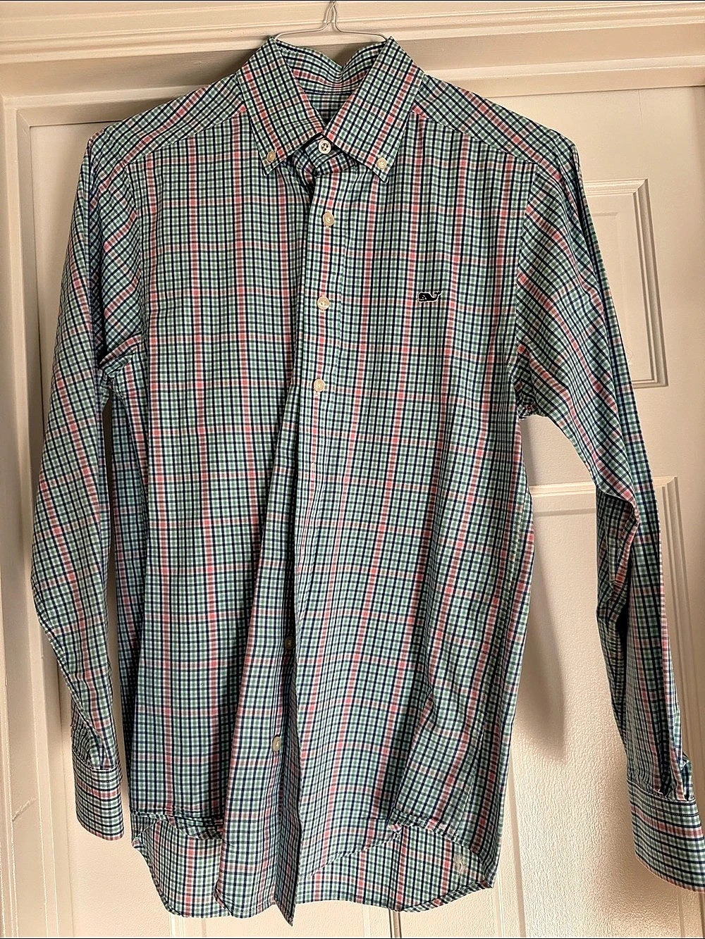 Vineyard Vines Slim Fit Whale Shirt Gingham Button Down Shirt Size XS Like New